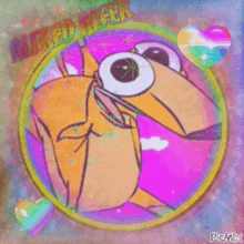 a picture of a cartoon character named perry the platypus with hearts around it