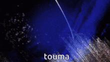 a cartoon drawing of a man with the name touma on the bottom