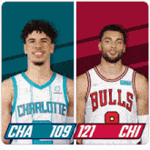 two basketball players from the charlotte and bulls teams