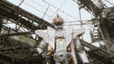 a statue of a robot with a helmet that says ' ghost rider ' on it