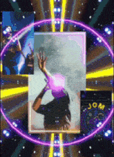 a purple circle with the word jom on the bottom