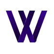 the letter w is made of purple ribbon and is on a white background .