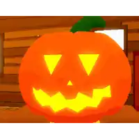 a halloween pumpkin with a face carved into it is sitting on a table .