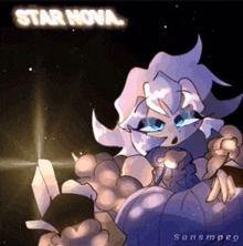 a drawing of a cartoon character with the words star nova on the top