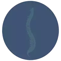 a logo for rheuma life with a spine in the background