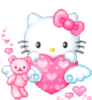 Pixel Hello Kitty Sticker - Pixel Hello Kitty Kawaii Stickers
