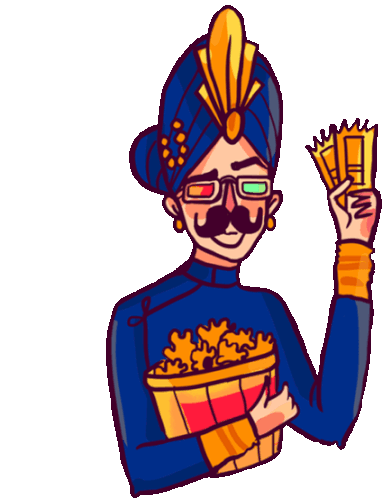 Jahangir Ready For The Movies Sticker - Royal Affair Tickets Popcorn Stickers