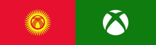 the flag of kyrgyzstan and the xbox logo on a green background