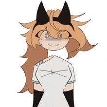 a drawing of a girl with cat ears and long hair