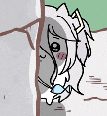a drawing of a person with a crown on their head looking out from behind a wall
