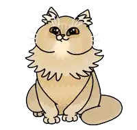 a drawing of a fluffy cat with a white stripe around its neck