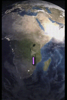 a computer generated image of the earth with a purple rectangle in the middle