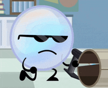 a cartoon character wearing sunglasses and a hammer