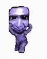 a close up of a person 's face with a purple mask on .