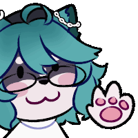 a drawing of a cat wearing glasses and a paw