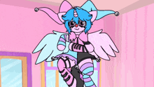 a cartoon of a cat with wings and a unicorn head
