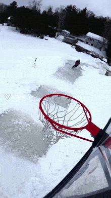 a basketball hoop in the middle of a snowy field with the words " realle.ai " on the bottom