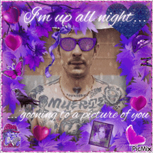 a picture of a man wearing sunglasses and a tattoo that says " you need me "