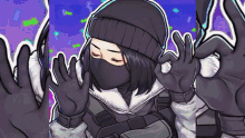 a cartoon of a girl wearing a mask and gloves giving an ok sign