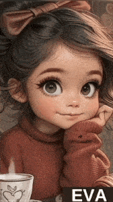 a drawing of a little girl with the name eva below her