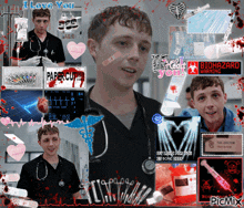 a collage of pictures of a doctor with the words i love you