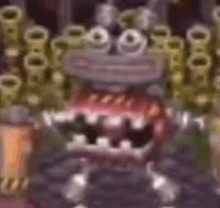 a blurred image of a monster with a lot of teeth and a lot of eyes .