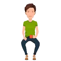 a man in a green shirt sits with his legs crossed holding a red cup