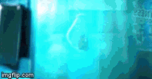 a blurry picture of a person swimming in a pool with the words imgflip.com below it