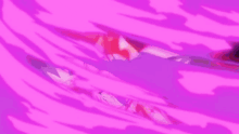 a cartoon character is surrounded by a purple flame and a purple background .