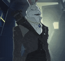 a cartoon of a man with a bunny head