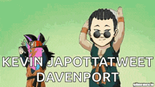 a cartoon character named kevin japotta tweet is standing next to a cartoon character named davenport