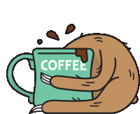 Sloth With Head In Coffee Mug Sticker - Lethargic Bliss Coffee Drinking Stickers