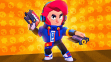 a cartoon character is wearing headphones and holding a gun in a video game .