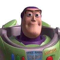 a close up of buzz lightyear from toy story with a white background