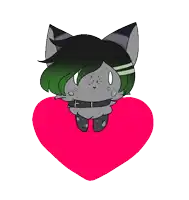 a cartoon drawing of a cat with green hair