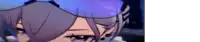a close up of a person 's face wearing a purple mask and sunglasses .