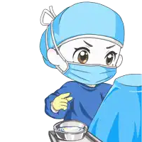 a cartoon of a surgeon wearing a mask and gloves
