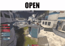 a screenshot of a video game with the word open on the top