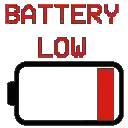 a picture of a battery with the words battery low above it