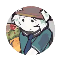 a drawing of a man in a hat and tie holding a bag of nachos
