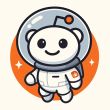 a cartoon drawing of an astronaut with a smiley face