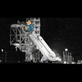 an aerial view of a space shuttle on a launchpad