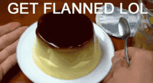 Get Flanned Flan GIF - Get Flanned Flan Lol GIFs