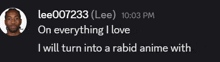 a screenshot of lee007233 on everything i love