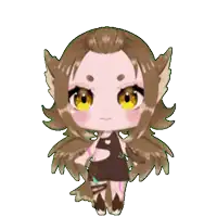 a cartoon of a girl with wings and yellow eyes