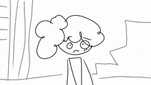 a black and white drawing of a girl with glasses