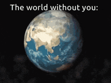 a picture of the earth with the words " the world without you "