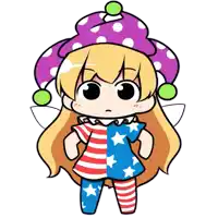 a cartoon of a girl wearing a red white and blue dress