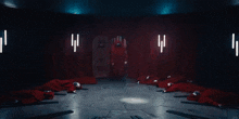 a man in a red robe is surrounded by people in red