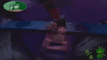 a person is flying a plane in a video game and a helicopter is flying in the background .